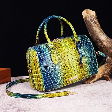 Tie-dyed Crocodile Boston Satchel  Bag