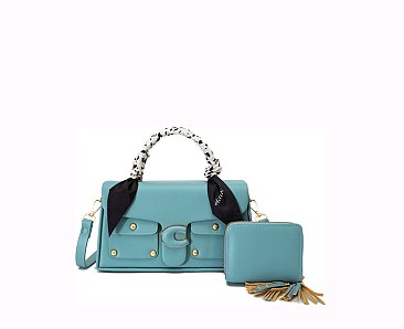 2 In 1 Fashion Colorblock Satchel with Wallet