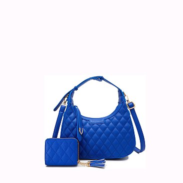 Quilted 2 in 1 Satchel Bag with Wallet