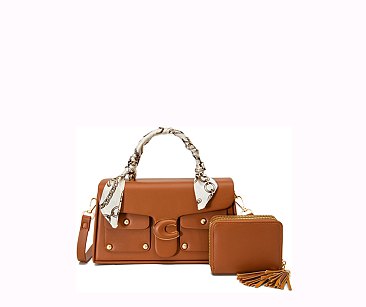 2 In 1 Fashion Colorblock Satchel with Wallet