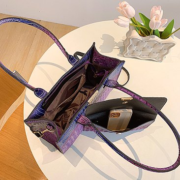 Tie-dyed 2 in 1 Croc Top handle Satchel-Crossbody Bag