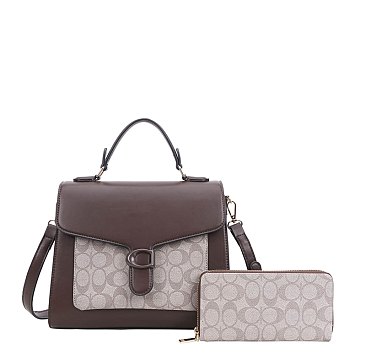 2 in 1 Oval Top Handle Monogram Satchel Set