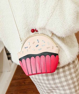 Cup-Cake Stoned Novelty Clutch & Crossbody Bag