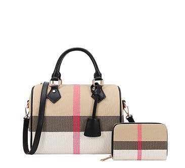 plaid satchel set