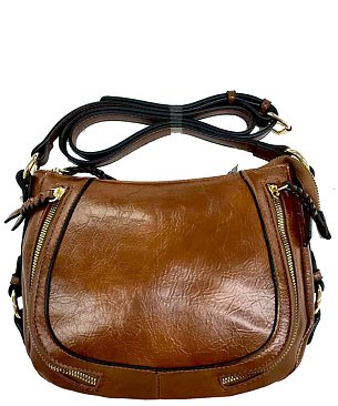 Dual zippered Saddle Crossbody Bag