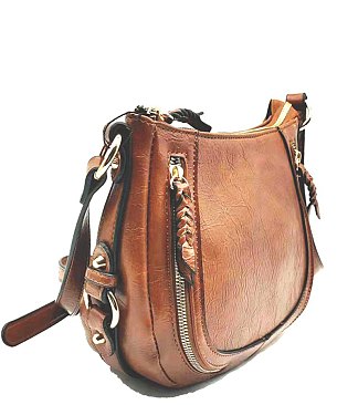 Dual zippered Saddle Crossbody Bag