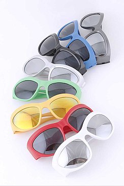 Pack of 12 Assorted Color CURVED ICONIC RAVER SUNGLASSES