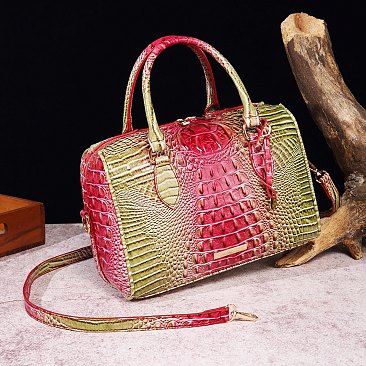 Tie-dyed Crocodile Boston Satchel  Bag