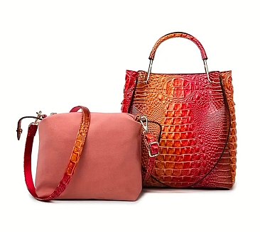 2 in-1 Crocodile tie -dye Pattern Handbag