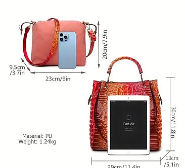 2 in-1 Crocodile tie -dye Pattern Handbag