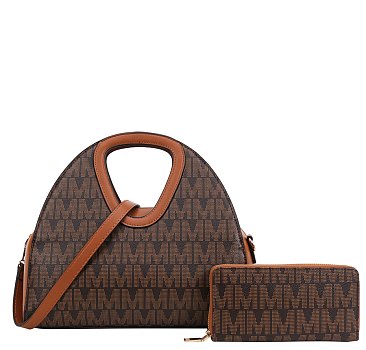 2 IN1 -M- PATTERN DESIGN HANDLE CROSSBODY BAG & WALLET SET