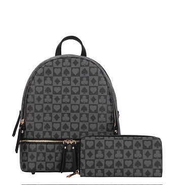 2in1 Monogram Backpack Wallet Set