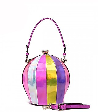 Ball Shaped Unique Stripe Satchel