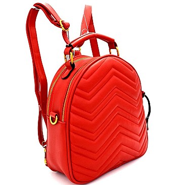 OS6646-LP Chevron Quilted Antique Gold 2 Way Dome Backpack Satchel