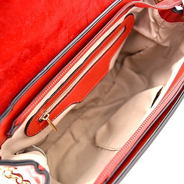 QX6818-LP Pearl Embellished Handle Quilted Shoulder Bag