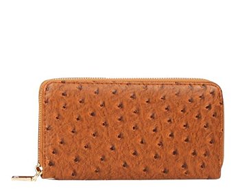 brown ostrich wallet