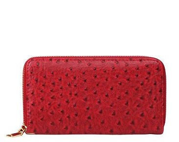 red wallet embossed