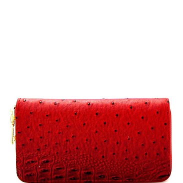 red ostrich wallet