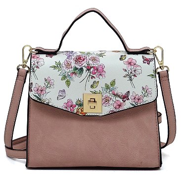 TRENDY Colorblock Twist Lock Flap Satchel