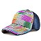 Multi Color Rhinestone Baseball Denim Cap