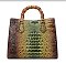 2 in 1 Crocodile Bamboo Handle Tie-dyed Satchel & Wallet