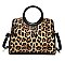 Animal Print Patent Circle Handle Satchel