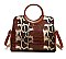 Animal Print Patent Circle Handle Satchel