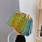 Dual Compartment Tie-dyed Croc Metal Frame Handbag with Chain Link