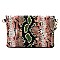 Asymmetrical Multi-Color Snake Print Flap Clutch Shoulder Bag