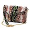 Asymmetrical Multi-Color Snake Print Flap Clutch Shoulder Bag