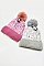 PACK OF 12 Trendy Metallic puffer hat with pom-pom