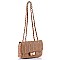 Stylish Straw Twist Lock Flap Crossbody Bag