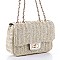 Stylish Straw Twist Lock Flap Crossbody Bag