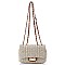 Stylish Straw Twist Lock Flap Crossbody Bag