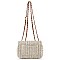 Stylish Straw Twist Lock Flap Crossbody Bag