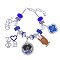 ZETA PHI BETA Sorority Crystal Enamel Coated Adjustable Multi Charm SILVER Bracelet