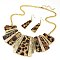 2in1  Animal Print  Fringe Stone Chain Necklace Set