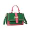 Color Combo Flap Satchel / Shoulder Bag