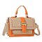 Color Combo Flap Satchel / Shoulder Bag