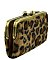 Leopard Fur Kiss Lock Clutch Wallet