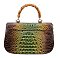 2 in 1 Large Crocodile Bamboo Handle Tie-dyed Satchel Wallet Set