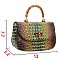 2 in 1 Large Crocodile Bamboo Handle Tie-dyed Satchel Wallet Set