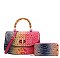 2 in 1 Large Crocodile Bamboo Handle Tie-dyed Satchel Wallet Set