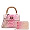 2 in 1 Crocodile Bamboo Handle Tie-dyed Satchel + Wallet