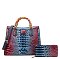 2 in 1 Crocodile Bamboo Handle Tie-dyed Satchel & Wallet