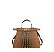 Two Tone Croc Twist Lock Satchel / Crossbody Bag