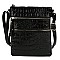 Croc Alligator Multi Zip Pocket Crossbody Bag