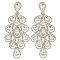 4.5" inch long Filigree Austrian Crystal CLIP-ON Statement Earrings