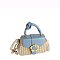 Flower Buckle Flap Straw Satchel