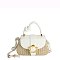 Flower Buckle Flap Straw Satchel